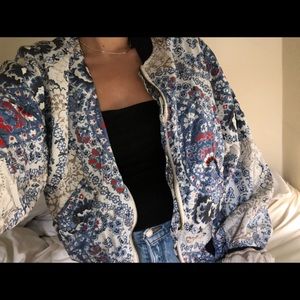 free People paisley bomber jacket